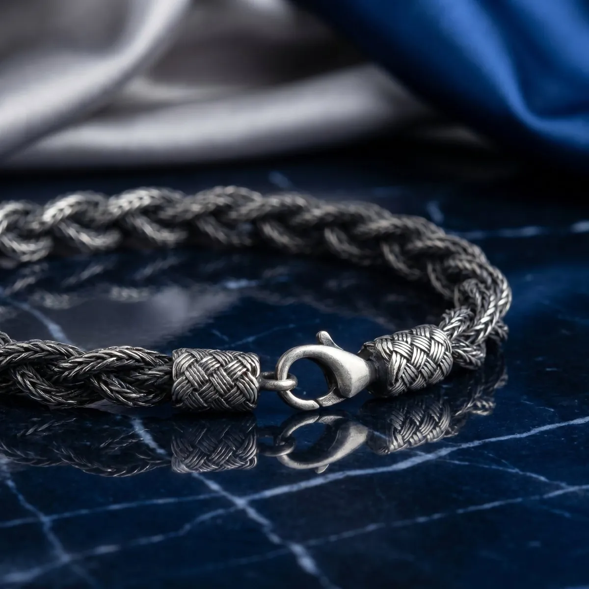 Oxidized Hand-Woven Silver Bracelet image 2