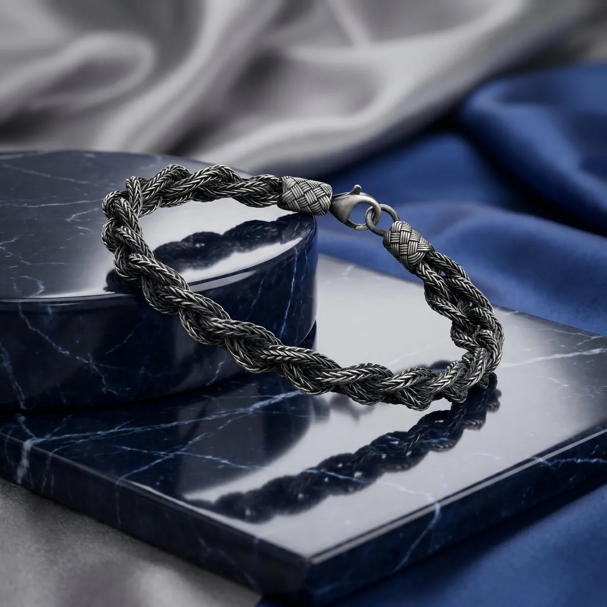 Oxidized Hand-Woven Silver Bracelet image 4