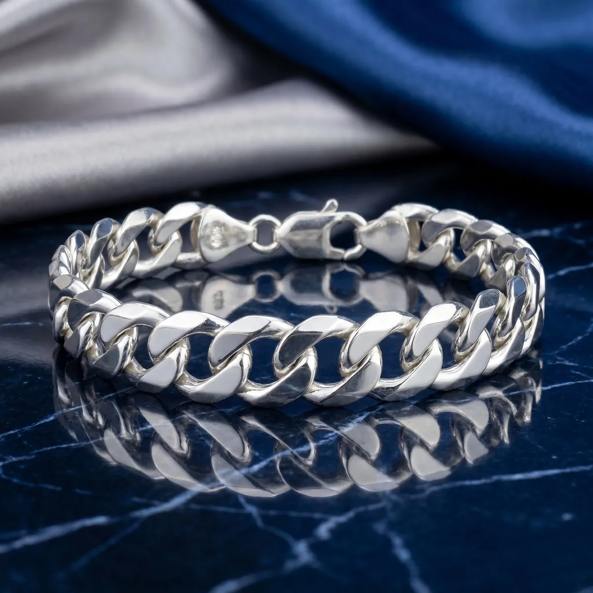 Solid Silver Curb / Cuban Link Bracelet image 2